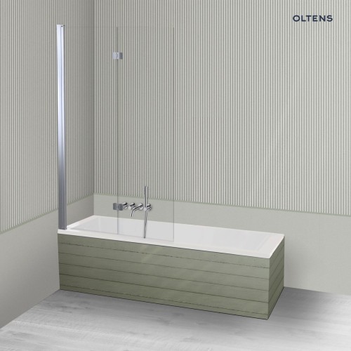 Oltens Langfoss Sela zestaw wanna prostokątna 170x70 cm akrylowa biała z parawanem nawannowym 115 cm 2-częściowy chrom 18003000