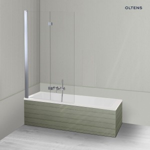 Oltens Langfoss Sela zestaw wanna prostokątna 170x75 cm akrylowa biała z parawanem nawannowym 115 cm 2-częściowy chrom 18004000