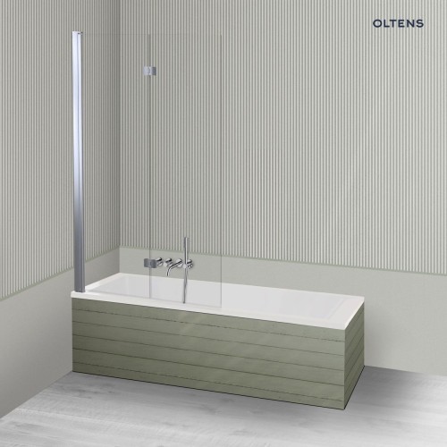 Oltens Langfoss Sela zestaw wanna prostokątna 170x75 cm akrylowa biała z parawanem nawannowym 115 cm 2-częściowy chrom 18004000