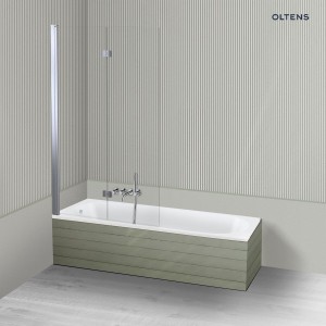 Oltens Lykke Sela zestaw wanna prostokątna 170x75 cm akrylowa biała z parawanem nawannowym 115 cm 2-częściowy chrom 18013000