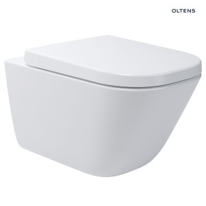 Zestaw Oltens Hadsel Stille miska WC wisząca PureRim  z deską wolnoopadającą biała 42044000