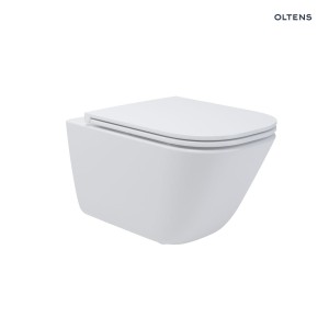 Zestaw Oltens Hadsel Stille miska WC wisząca PureRim  z deską wolnoopadającą Slim  biała 42045000