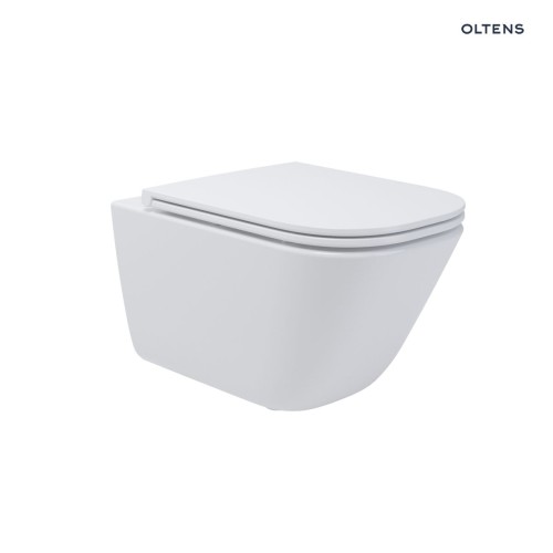 Zestaw Oltens Hadsel miska WC wisząca PureRim z powłoką SmartClean z deską wolnoopadającą Slim biała 42546000