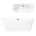 Wanna przyścienna MONO E029LSGL Slim 160 cm Korek klik klak Złoty