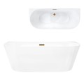 Wanna przyścienna MONO E029LSBGL Slim 160 cm Korek klik klak Szczotkowane Złoto