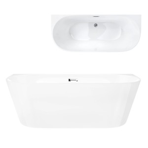 Wanna przyścienna MONO E029LSCH Slim 160 cm Korek klik klak Chrom