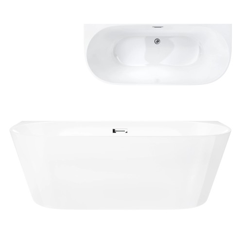 Wanna przyścienna MONO E029LSCH Slim 160 cm Korek klik klak Chrom