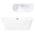 Wanna przyścienna MONO E029LSRG Slim 160 cm Korek klik klak Różowe Złoto