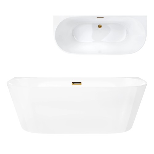 Wanna przyścienna MONO E029XLSGL Slim 170 cm Korek klik klak Złoty
