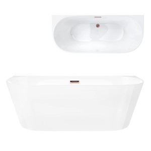 Wanna przyścienna MONO E029XLSRG Slim 170 cm Korek klik klak Różowe Złoto