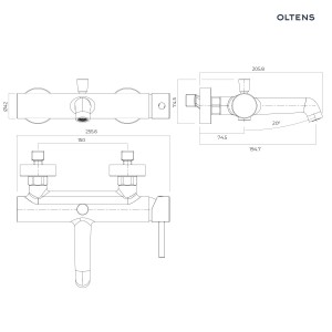 Oltens Molle bateria wannowo-prysznicowa ścienna miedź szczotkowana 34112610