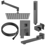 Zestaw prysznicowy podtynkowy trzyfunkcyjny Vellano Gun metal Avapax