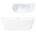 Wanna przyścienna MONO E029LBSL 160x75 cm Korek klik-klak Biały