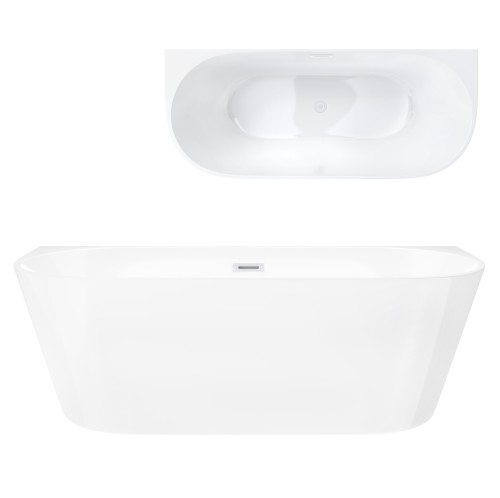 Wanna przyścienna MONO E029LBSL 160x75 cm Korek klik-klak Biały