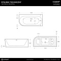 Wanna narożna INTERO V240MPCH 150 cm Montaż prawostronny Przelew szczelinowy Korek klik klak Chrom