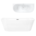 Wanna przyścienna MONO E029XLBSL 170x80 cm Korek klik-klak Stal Szczotkowana