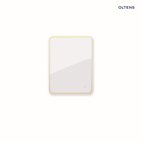 Oltens Nordlis lustro 60x80 cm prostokątne z oświetleniem od tyłu z matą grzewczą złoto szczotkowane 64119810