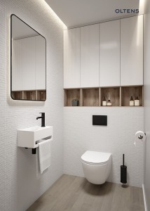 Oltens Nordlis lustro 60x80 cm prostokątne z oświetleniem od tyłu z matą grzewczą czarny 64119300