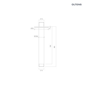 Oltens Aera ramię prysznicowe sufitowe 15 cm złoto szczotkowane 39405810
