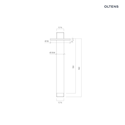 Oltens Aera ramię prysznicowe sufitowe 15 cm grafit 39405400