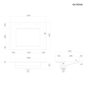 Oltens Stila umywalka 60x45 cm meblowa LavaForm biały połysk 40200000