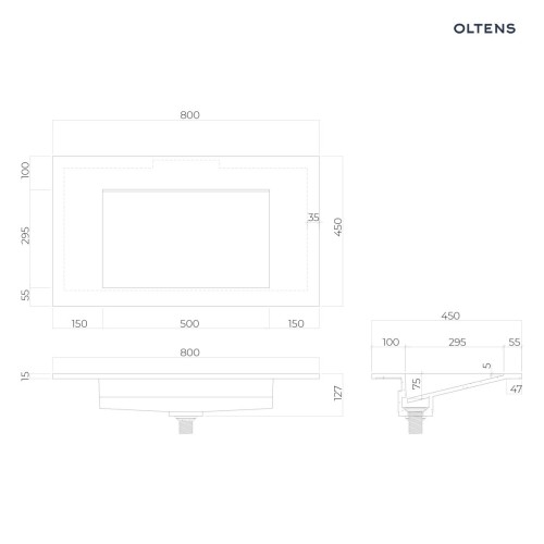 Oltens Stila umywalka 80x45 cm meblowa LavaForm biały połysk 40201000