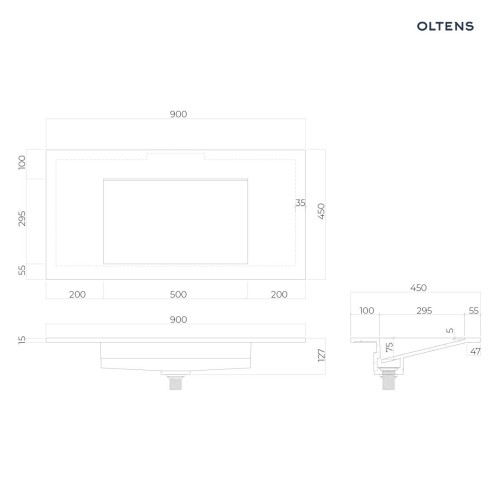 Oltens Stila umywalka 90x45 cm meblowa LavaForm biały mat 40202900