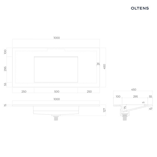 Oltens Stila umywalka 100x45 cm meblowa LavaForm biały mat 40203900