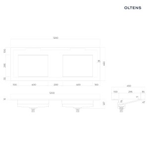 Oltens Stila umywalka 120x45 cm meblowa LavaForm biały połysk 40205000
