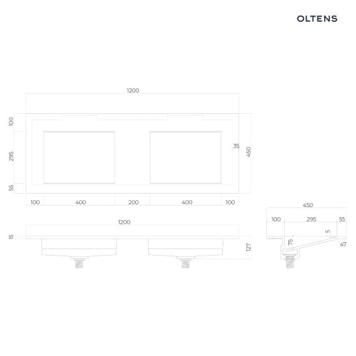 Oltens Stila umywalka 120x45 cm meblowa LavaForm biały połysk 40205000