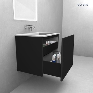 Oltens Lun Rilla szafka podumywalkowa 100 cm ryflowana czarny mat 60029300