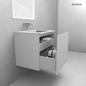Oltens Lun Rilla szafka podumywalkowa 120 cm ryflowana biały mat 60030000