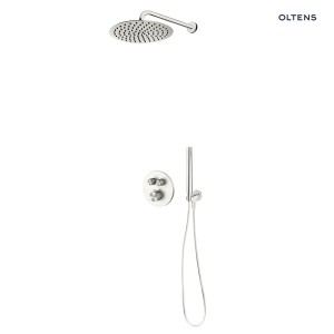 Zestaw Oltens Onega bateria podtynkowa termostatyczna z deszczownicą 30 cm Vindel i kompletem prysznicowym Ume nikiel 36617910