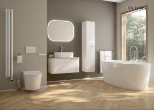 Oltens Hamnes szafka 160 cm boczna wisząca biały mat 60038000