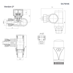 Oltens Varmare Ventil zestaw termostatyczny grzejnikowy z trójnikiem lewy nikiel 55913910