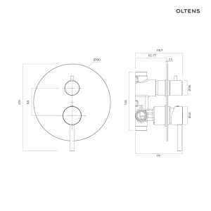 Oltens Molle bateria wannowo-przysznicowa podtynkowa 3-drożna nikiel 34113910