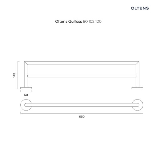 Oltens Gulfoss wieszak na ręcznik 60 cm podwójny grafit 80102400