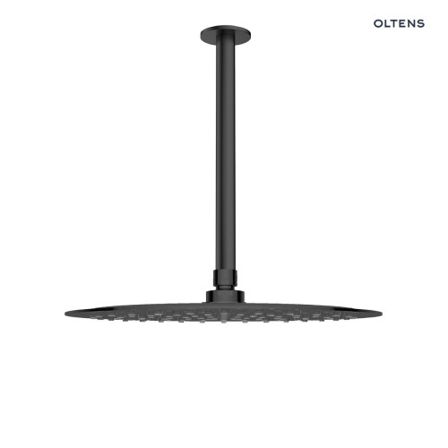 Oltens Vindel deszczownica 30 cm okrągła z ramieniem sufitowym Aera czarny mat 36081300