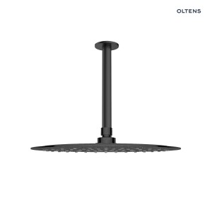 Oltens Vindel deszczownica 30 cm okrągła z ramieniem sufitowym Aera czarny mat 36082300
