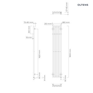 Oltens Stang S (e) grzejnik elektryczny 180x28 cm miedź szczotkowana 55127610