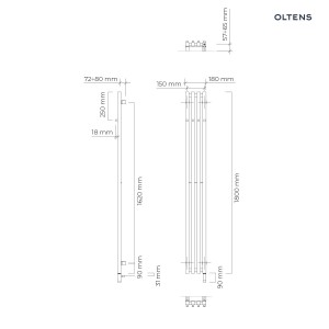 Oltens Stang S (e) grzejnik elektryczny 180x18 cm miedź szczotkowana 55125610
