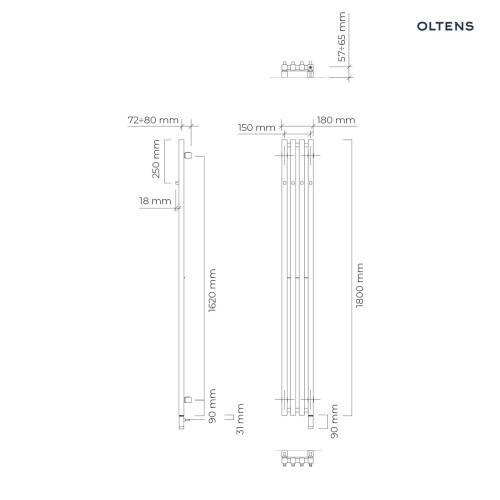 Oltens Stang S (e) grzejnik elektryczny 180x18 cm miedź szczotkowana 55125610