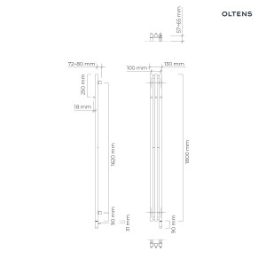 Oltens Stang S (e) grzejnik elektryczny 180x13 cm miedź szczotkowana 55124610