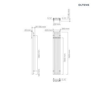 Oltens Stang grzejnik łazienkowy 150x26 cm nikiel 55021910