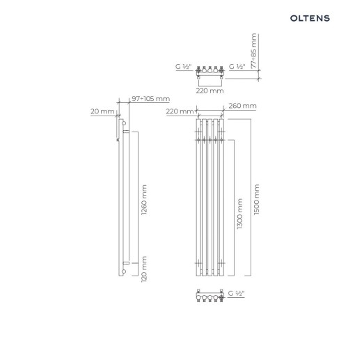 Oltens Stang grzejnik łazienkowy 150x26 cm nikiel 55021910