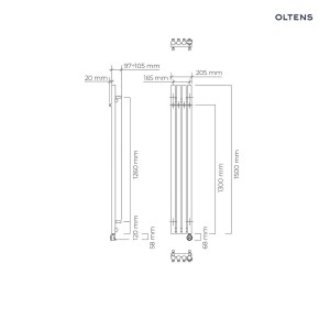 Oltens Stang (e) grzejnik elektryczny 150x20,5 cm nikiel 55120910