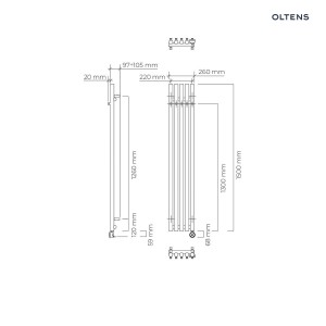 Oltens Stang (e) grzejnik elektryczny 150x26 cm nikiel 55121910