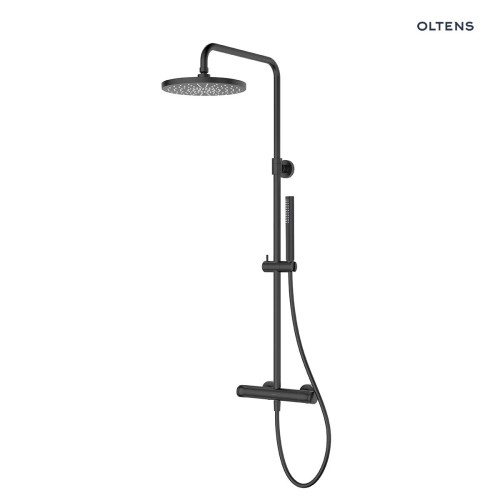 Oltens Vassa zestaw prysznicowy z baterią termostatyczną czarny mat 36508300