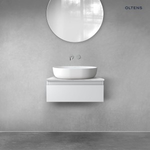 Zestaw Oltens Vernal szafka 60 cm podumywalkowa wisząca z blatem Tera szary mat/jasny marmur 68706700