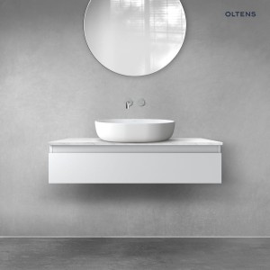 Zestaw Oltens Vernal szafka 100 cm podumywalkowa wisząca z blatem Tera szary mat/jasny marmur 68708700